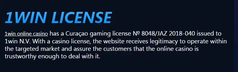 1win License